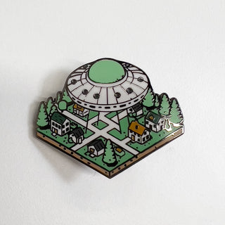 Isometric UFO Invasion Pin