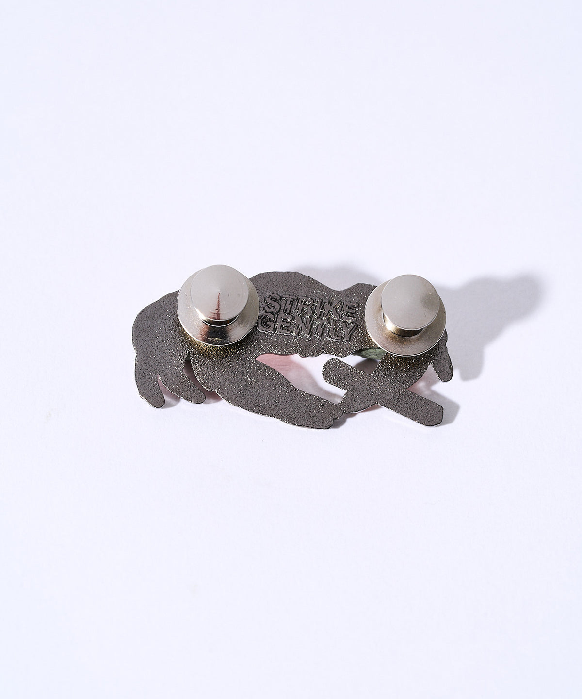 Back of the Smoking Crab pin showing two locking clutches