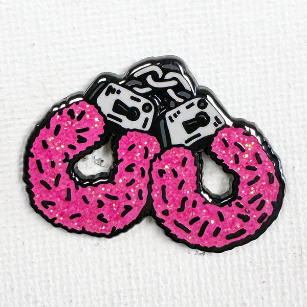 Glitter Fuzzy Handcuffs Pin