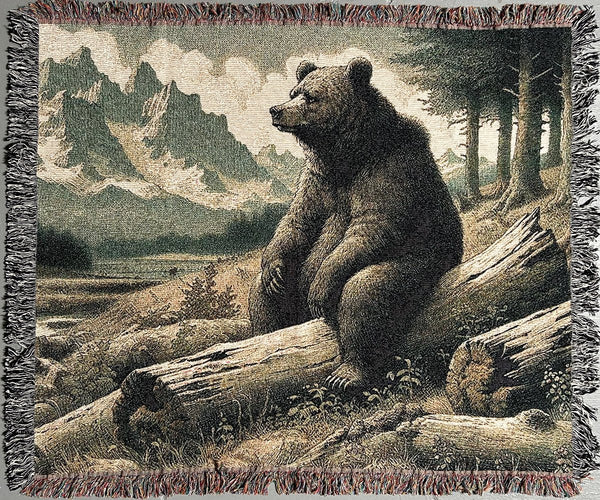 Bear On A Log Blanket