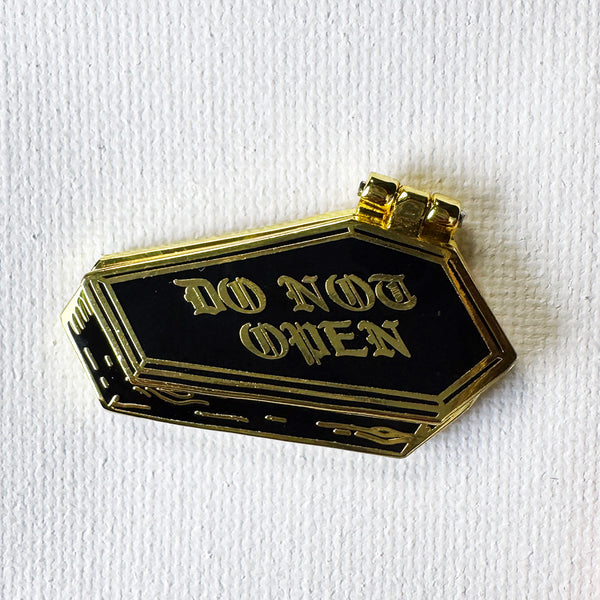 DO NOT OPEN Coffin Deluxe Pin