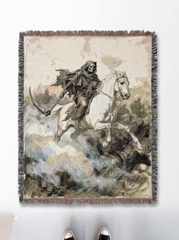 Death Riding White Horse Blanket