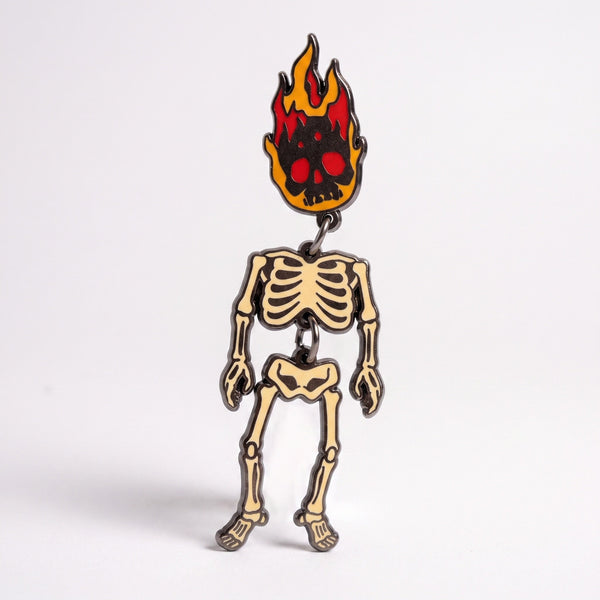 Hothead dangly skeleton enamel pin