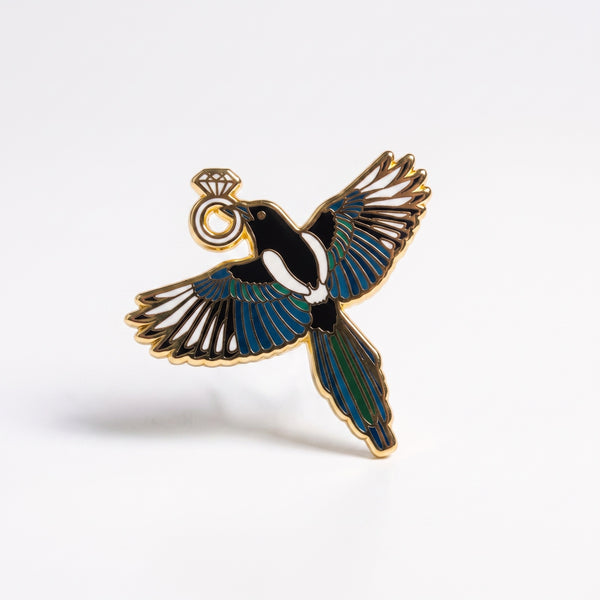 Thieving Magpie enamel pin