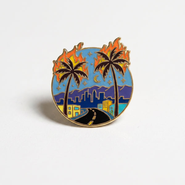 Burning Palms enamel pin