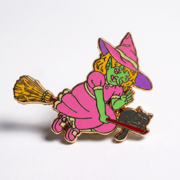 Cute Witch Pin (Broomstick Variant)