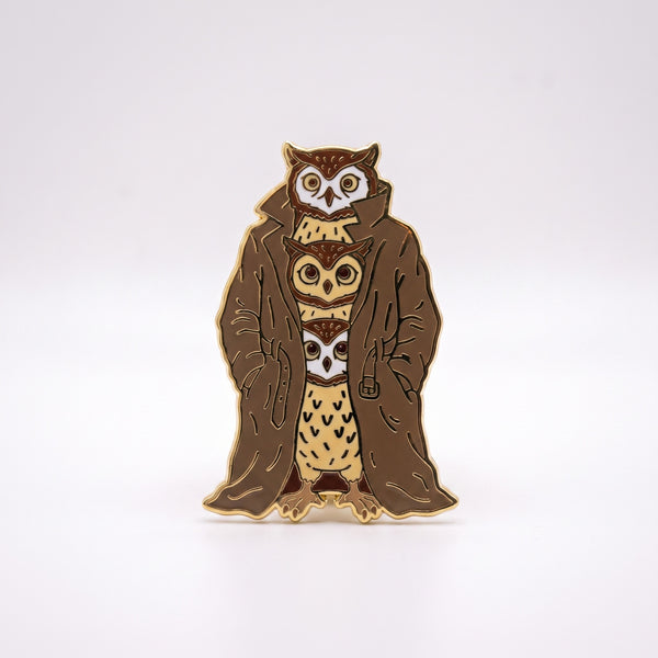 Trenchcoat Owls Pin