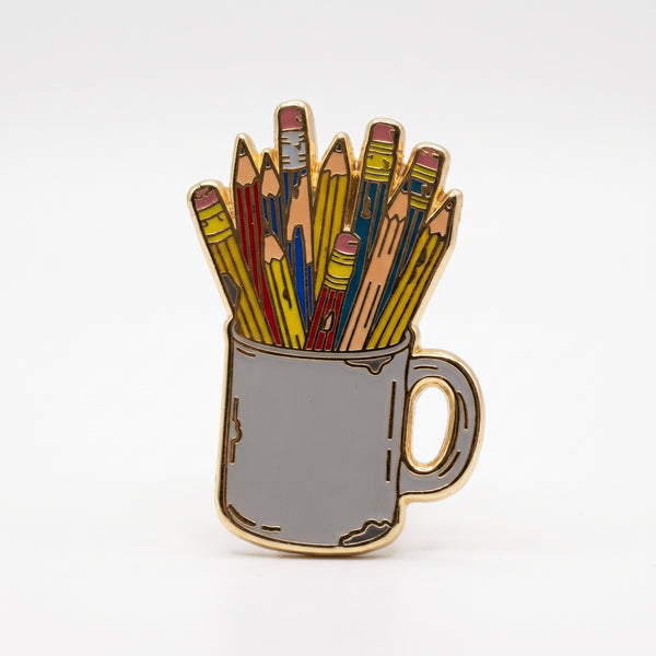 Pencil Cup enamel pin