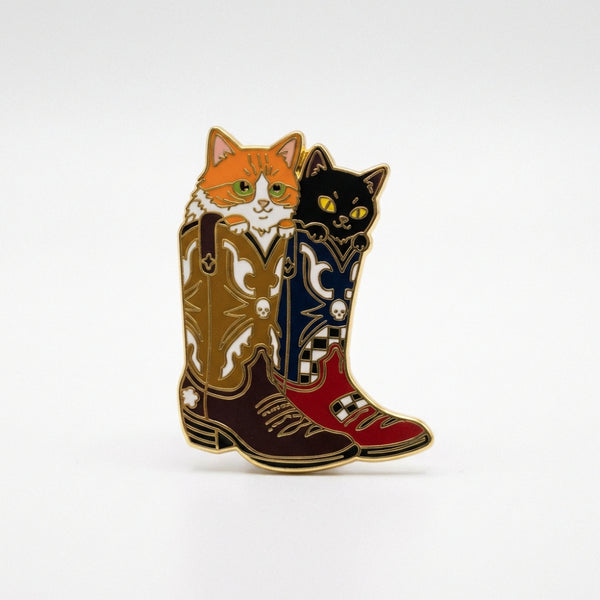 Cowboy Boot Cats Pin