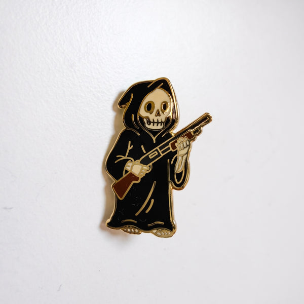 Armed Reaper enamel pin