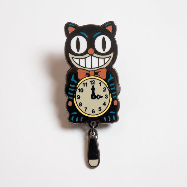 Clock Cat enamel pin