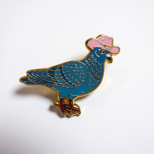 Cowboy Pigeon enamel pin