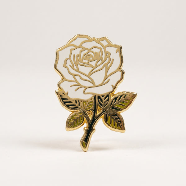 White Rose enamel pin