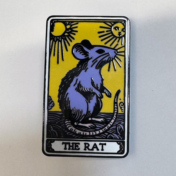 Strike Gently - Rat Tarot Card Pin Strike Gently - Rat Tarot Card Pin