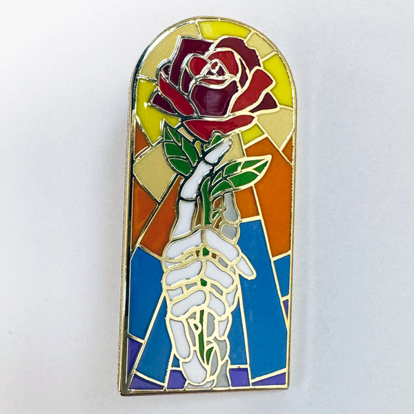 Strike Gently - Stained Glass Rose Pin