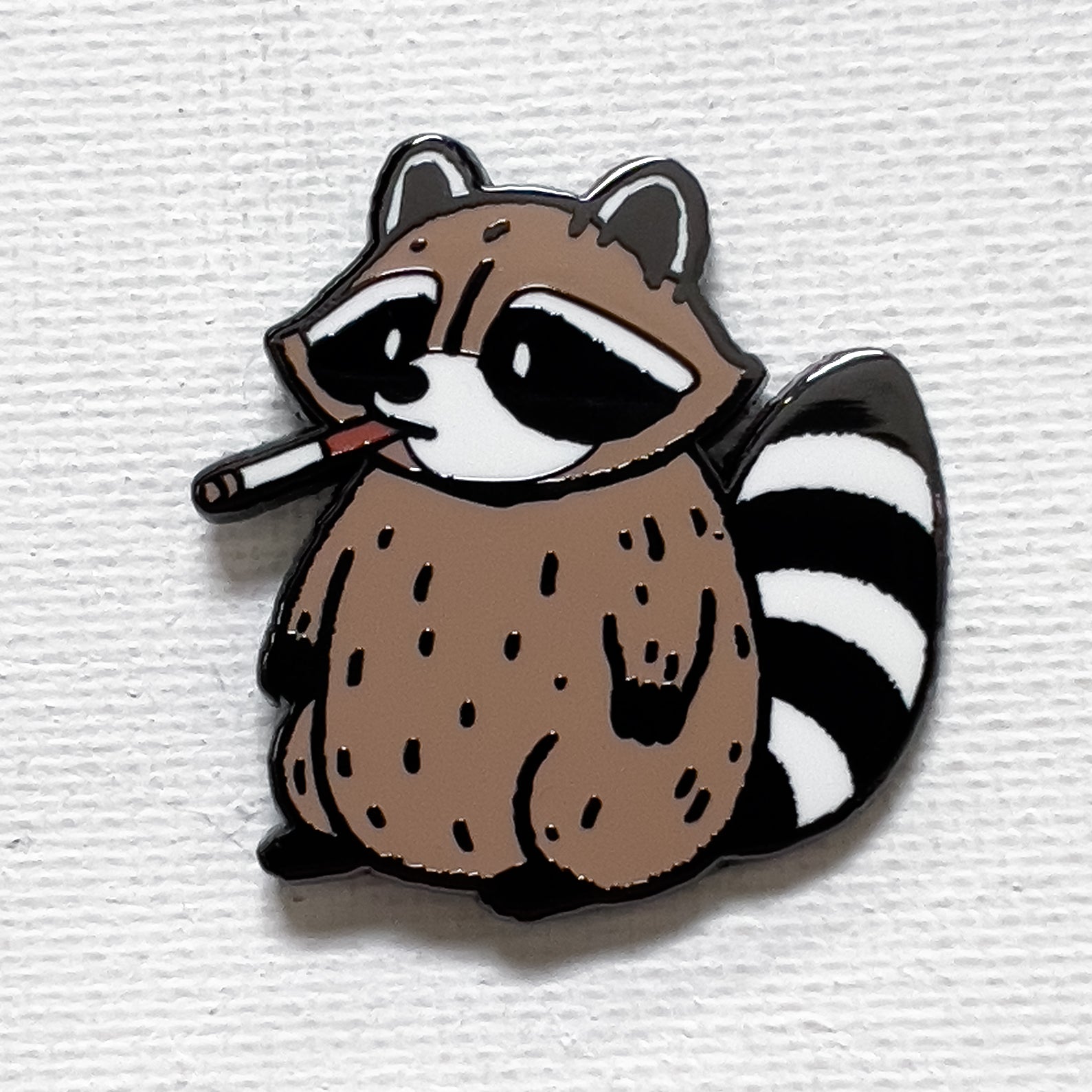 Strike Gently Cigarette Raccoon Pin