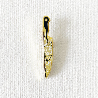 Floral Knife Pin (Black/Gold Variant)