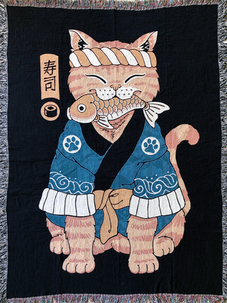 Cat Samurai Blanket (Fish Variant)